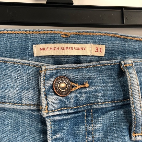 LEVI'S Mile High Super Skinny Jeans High Rise Distressed Light Wash StretchDenim - Picture 4 of 8